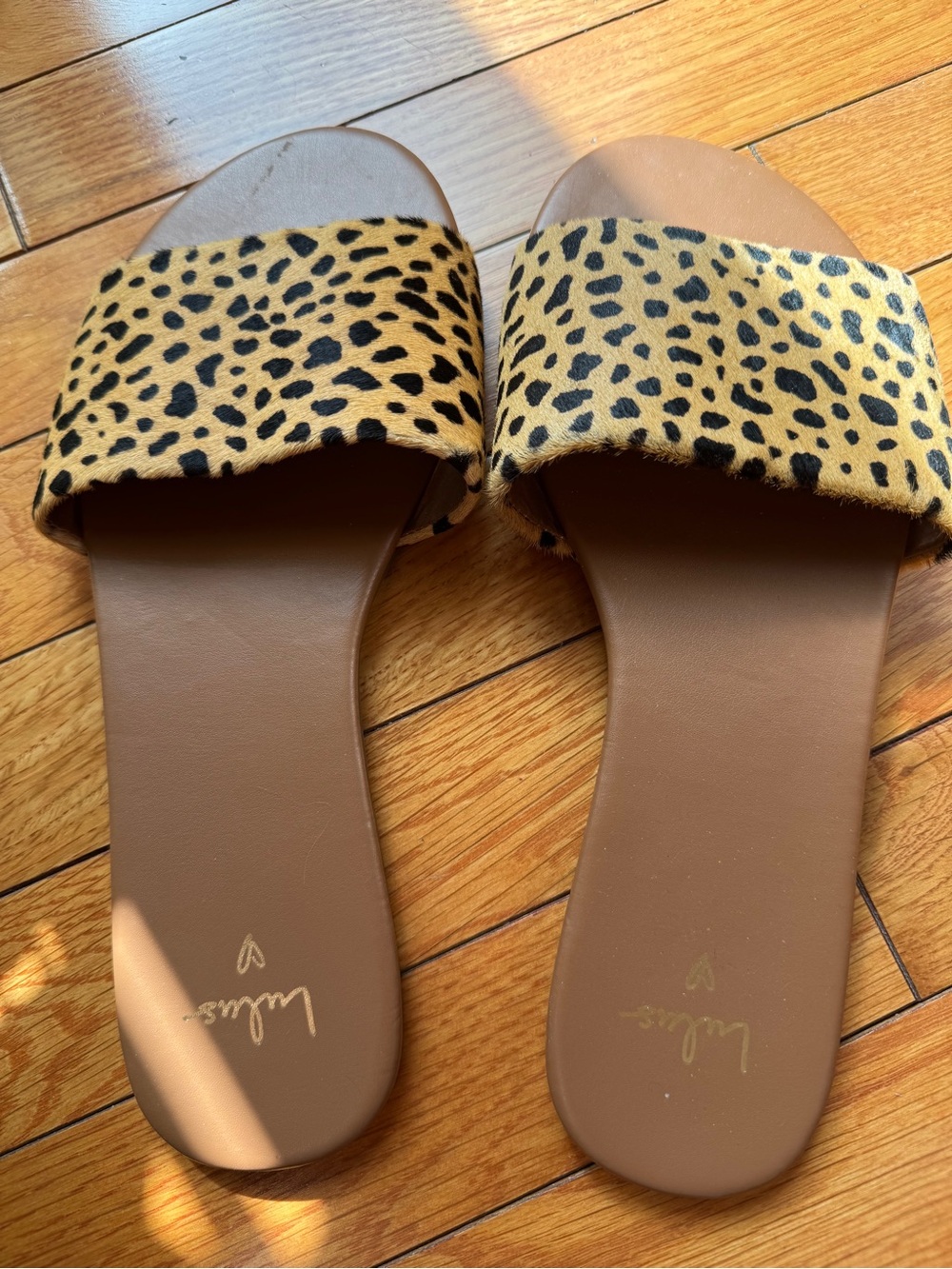 Lulu's Leopard Print Slide Sandals in Brown and Black